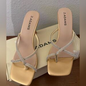 J Adams Gold Strappy Women's Sandals Size 39/US 8 NIB